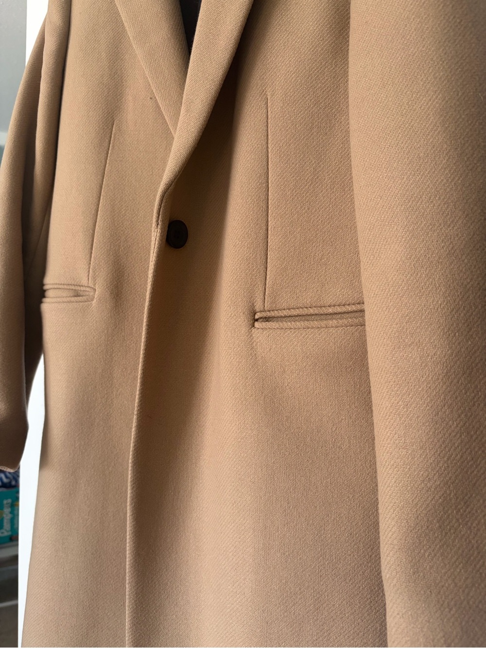 Wool Overcoat - ZARA Camel Long Single-Breasted Wool Overcoat - Picture 2 of 8